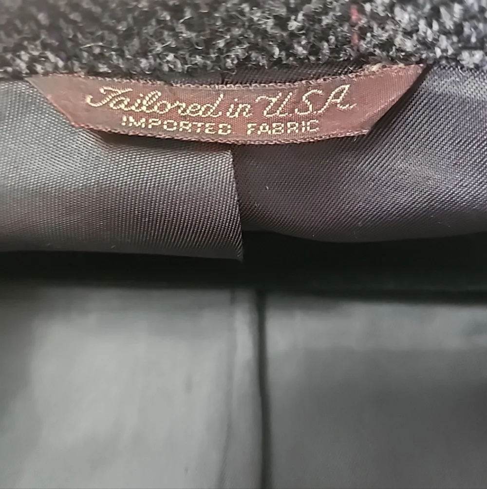 Vintage Cricketeer 44R Wool Herringbone Blazer Sport Coat Gray Brown Tweed USA